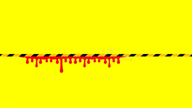 Caution tape line yellow black stripe and blood drop isolated for background, warning space with ribbon tape sign or comfort