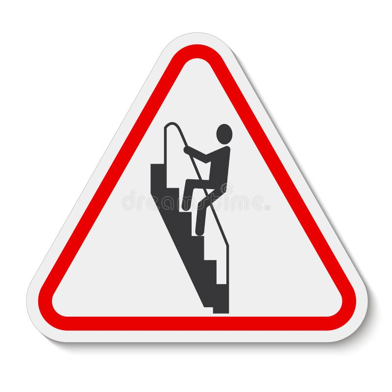Caution Walk Down Stairs Backwards Sign Stock Vector Illustration of