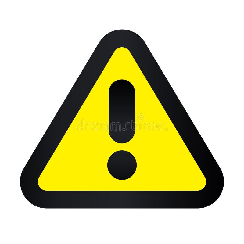 Caution Warning Sign. Exclamation Mark in a Yellow Triangle Stock