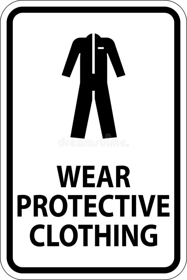 Caution Wear Protective Clothing Sign on White Background Stock Vector