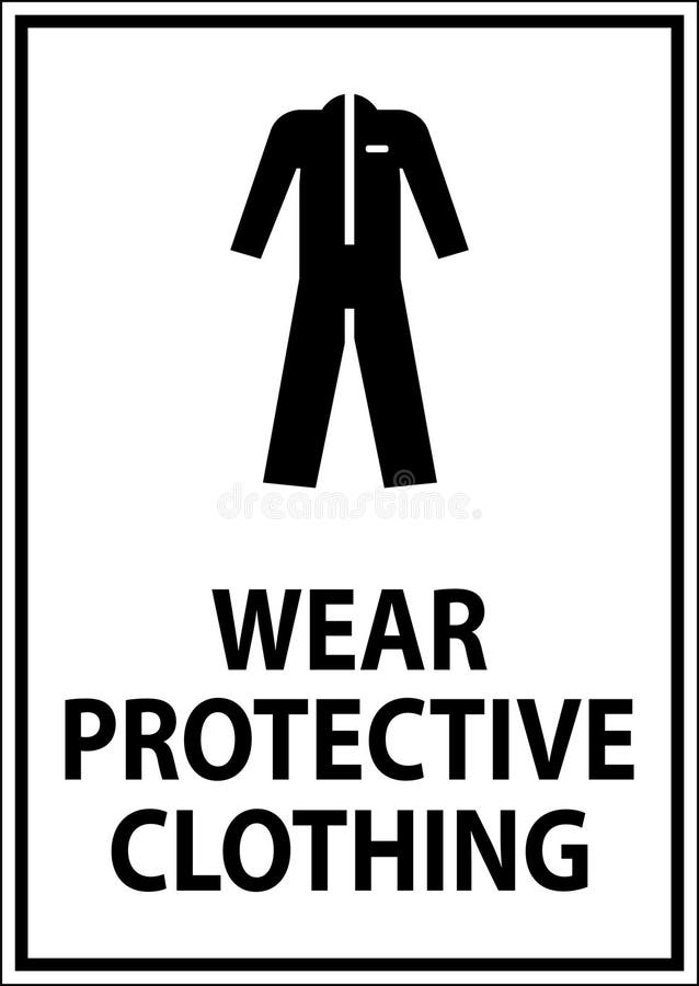 Caution Wear Protective Clothing Sign on White Background Stock Vector