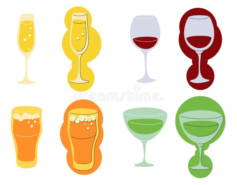 Dos copas de vino de dibujos animados de color clipart