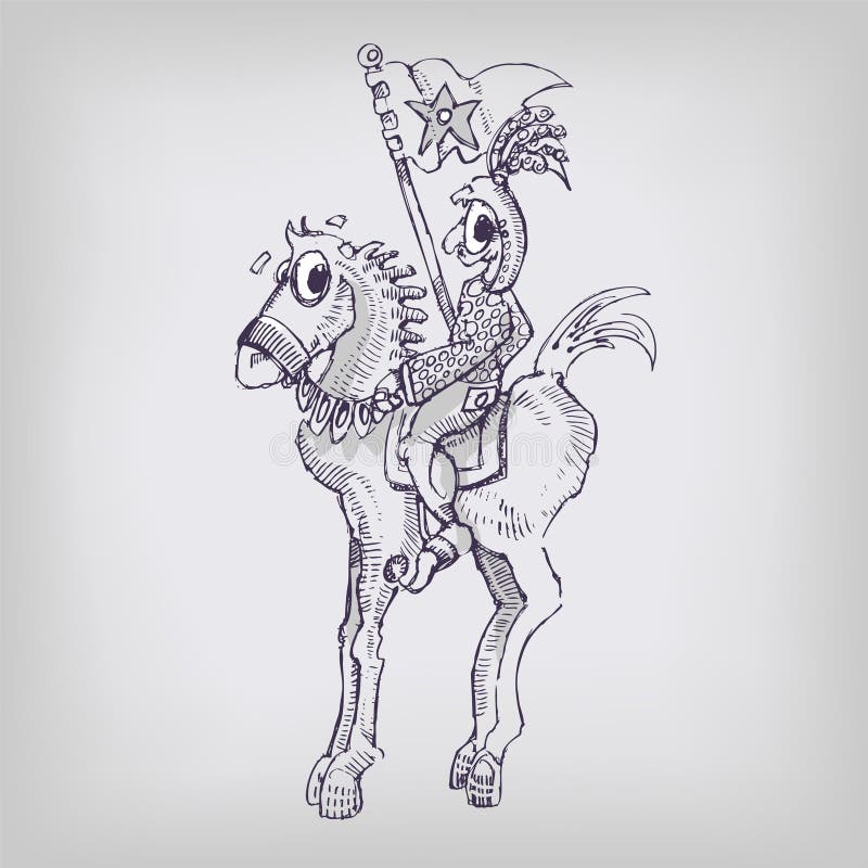 Desenho Do Cavaleiro Com Espada, Esboço Do Lápis No Papel Ilustração Stock  - Ilustração de duende, ouro: 81684653