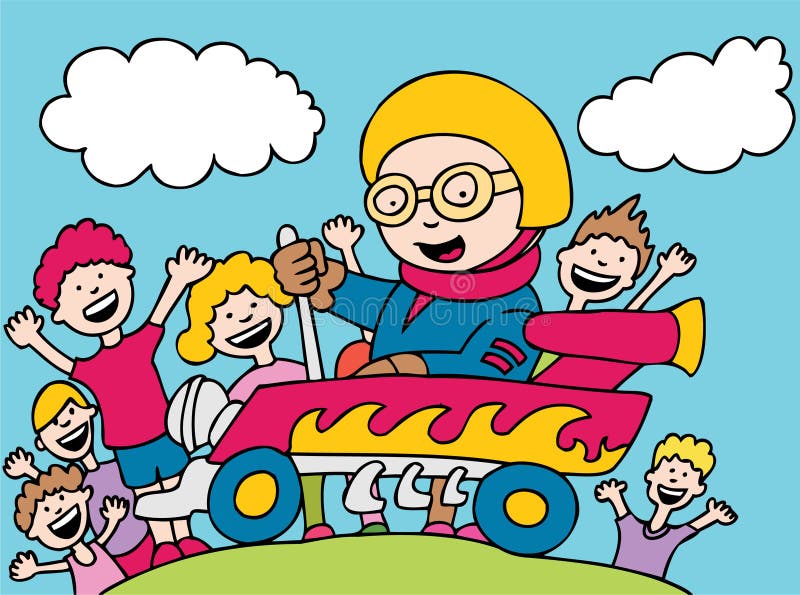 Crianças Brincando Com Carros De Corrida Ilustração do Vetor