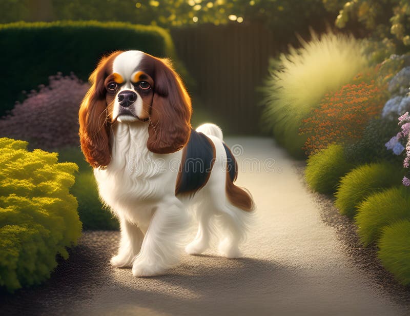 Cavalier King Charles Spaniel Dog, Generative AI Illustration Stock