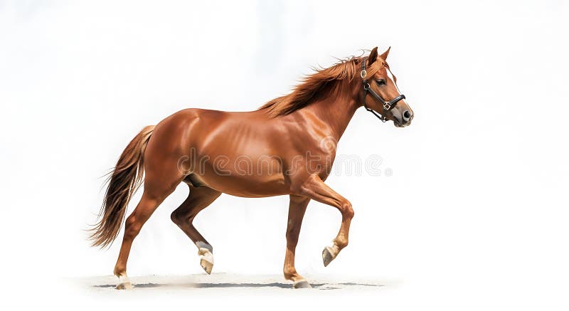 Cavallo di castagno con rivestimento lucido in avanti che presenta un muscolare forte illustrazione di stock