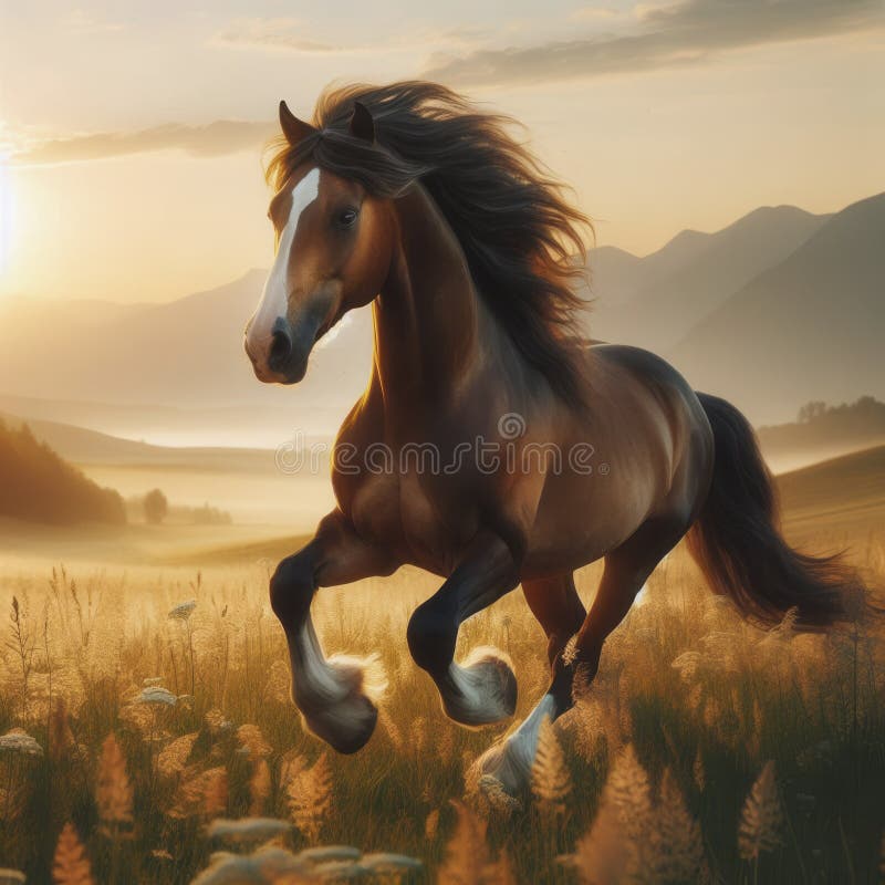 Cavallo nella galoppa. immagine generativa illustrazione di stock