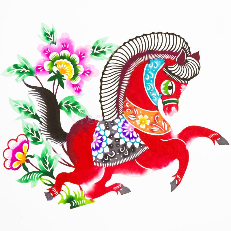 Cavallo, taglio di carta di colore. Zodiaco cinese.