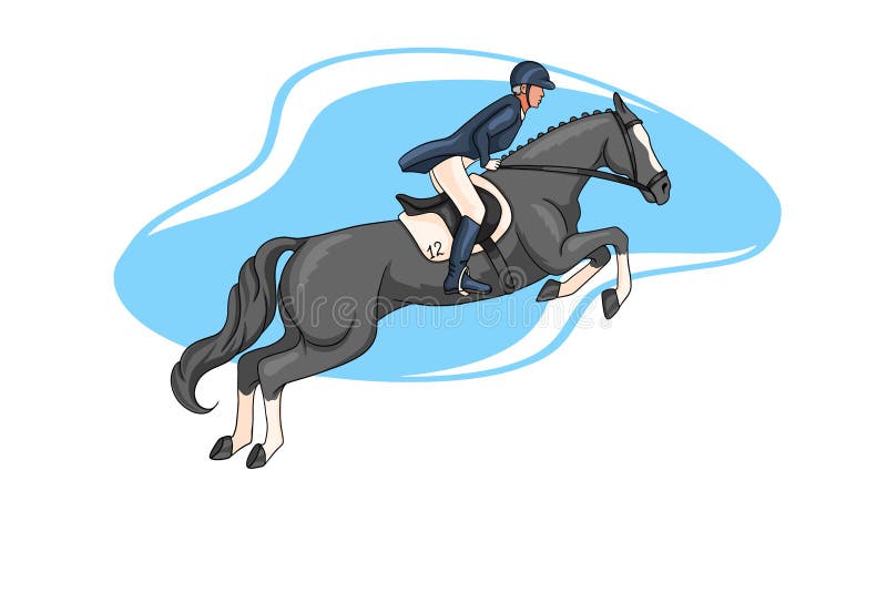 Cavaleiro De Desenho Animado Saltando Com Seu Cavalo Em Um Show Equestre  Pulando Em Uma Ilustração Vetorial De Competição Ilustração do Vetor -  Ilustração de dele, passeio: 195252136