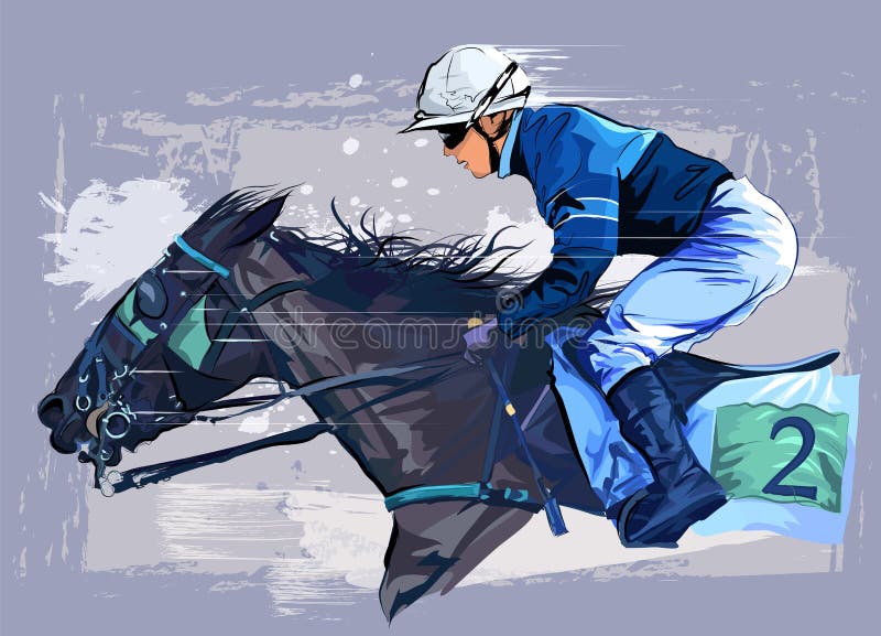 Cavalo com o jóquei no fundo do grunge ilustração do vetor Cavalo com o jóquei no fundo do grunge ilustração do vetor
