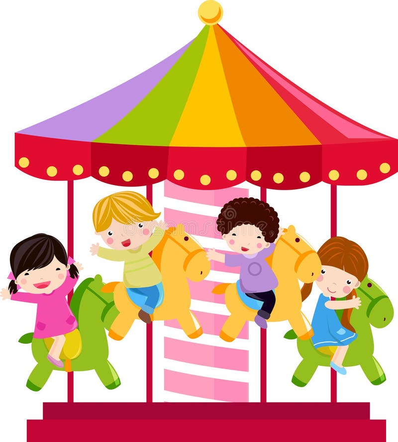 Illustration Of carousel horse and children. Illustration Of carousel horse and children