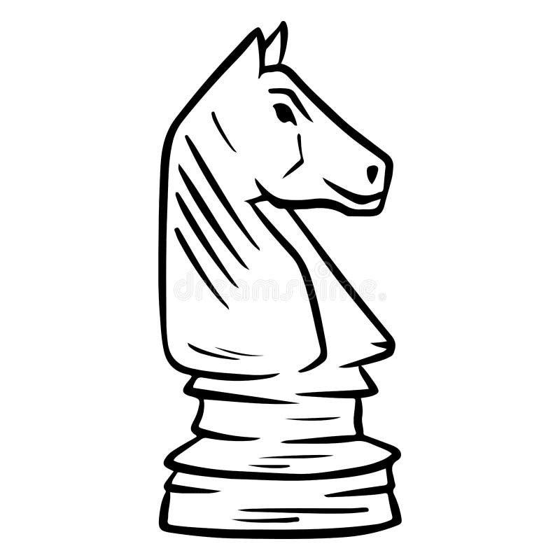 Desenhos Animados Da Competição Do Cavalo Do Jogo De Xadrez Em Preto E  Branco Ilustração do Vetor - Ilustração de lazer, sucesso: 153041362