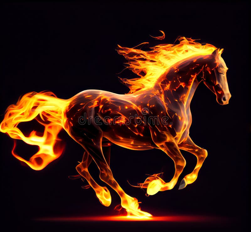 Um cavalo na frente de um fogo generativo ai