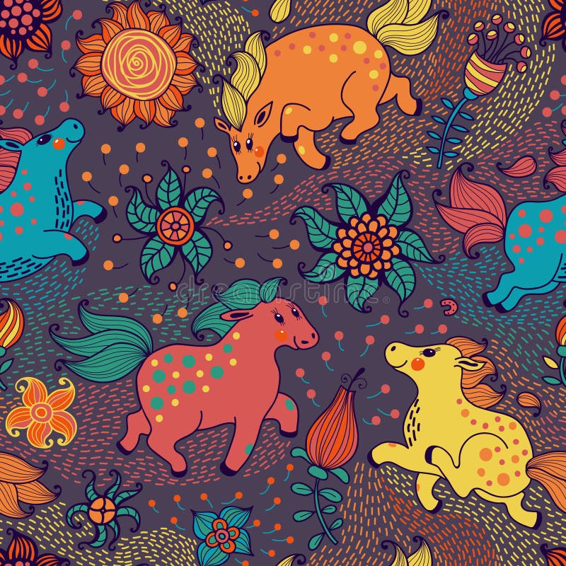 Cavalos no prado ilustração stock