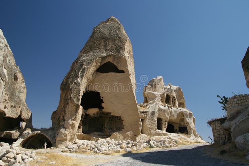 Cave Houses in Cappadocia stock photo. Image of blue, shapes 3529094