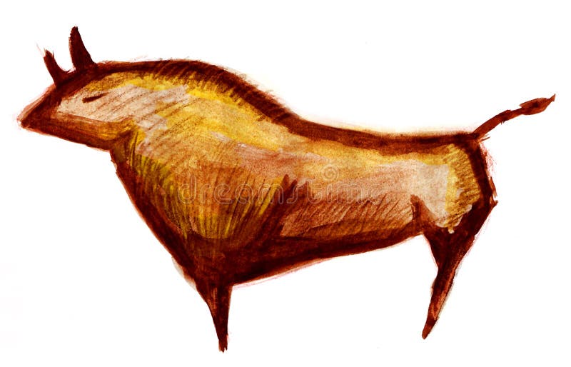 Cave painting bull