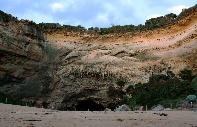 A cave in the rock wall of Loch Ard Gorge, Port Campbell National Park, Victoria, Australia