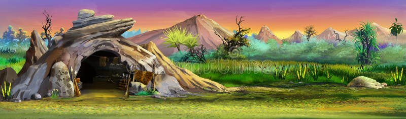 Prehistoric Man House Illustration Stock Illustration - Illustration of ...