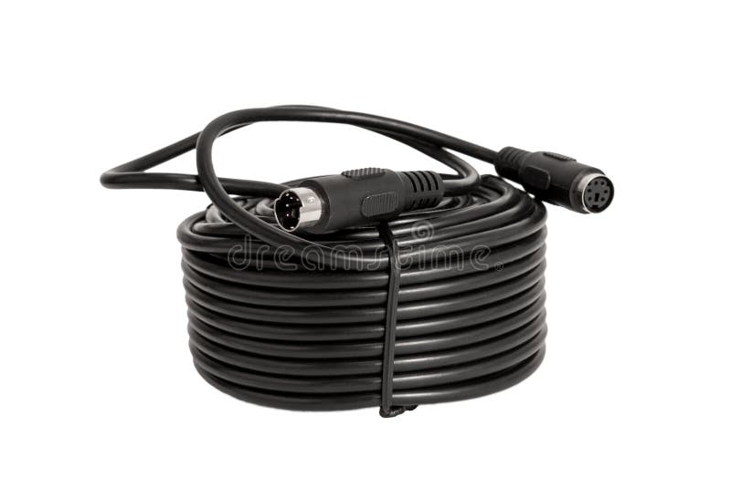 Cavi coassiali con i connettori PS2 per le videocamere di sicurezza & x28; CCTV& x29; isolato su fondo bianco fotografia stock libera da diritti Cavi coassiali con i connettori PS2 per le videocamere di sicurezza & x28; CCTV& x29; isolato su fondo bianco fotografia stock libera da diritti