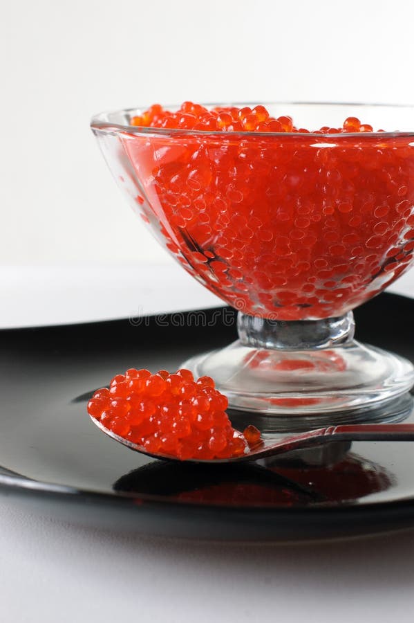 Caviar in a glass vase