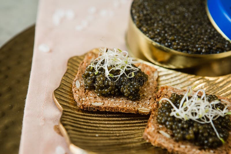Caviar, Pike Caviar and Black Caviar for a Snack Stock Photo Image of