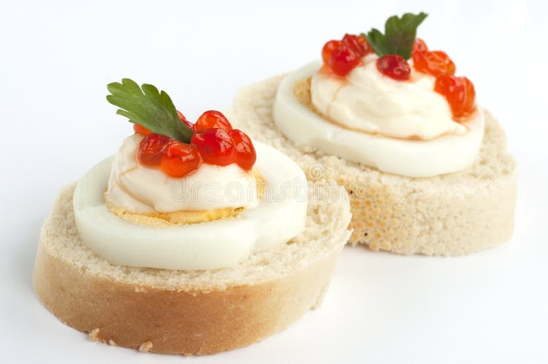 Caviar sandwiches stock photo