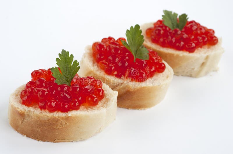 Caviar sandwiches royalty free stock photo