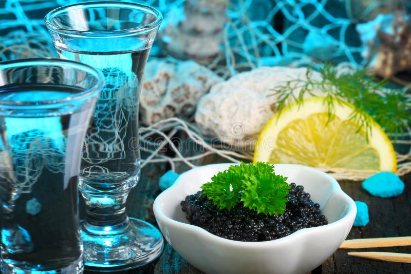 Caviar and vodka stock photo. Image of fish, skewers 38310818