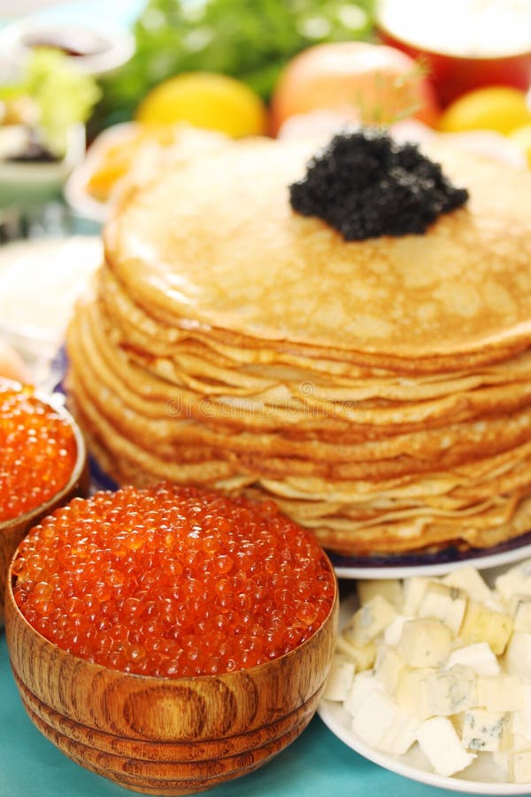 Caviar in wooden plates