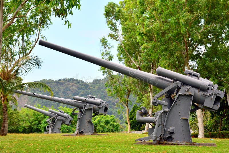 Japanese garden of peace anti aircraft display at Corregidor island in Cavite, Philippines