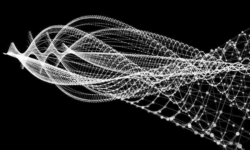 Cavo astratto con i punti e le linee comunicazione del fondo Illustrazione futuristica scientifica di vettore illustrazione di stock Cavo astratto con i punti e le linee comunicazione del fondo Illustrazione futuristica scientifica di vettore illustrazione di stock