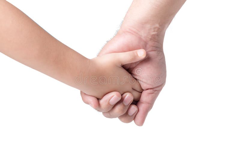 Cavo della mano del ` s del padre sua figlia del bambino isolata fotografia stock libera da diritti Cavo della mano del ` s del padre sua figlia del bambino isolata fotografia stock libera da diritti