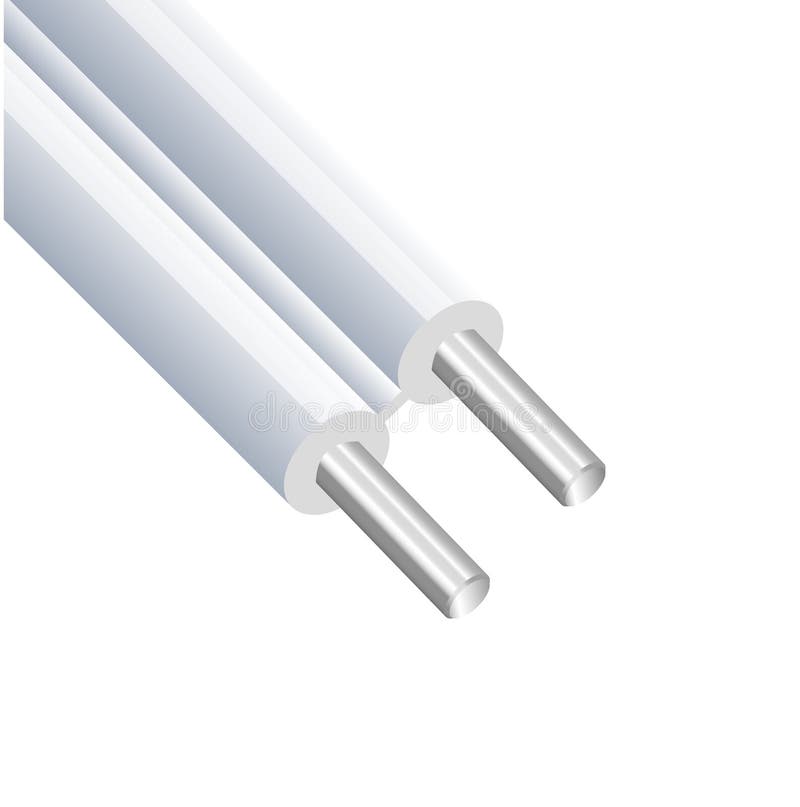 Cavo di alluminio elettrico bifilare flessibile isolato su fondo bianco Cavo multipolare di rame con doppio colore royalty illustrazione gratis Cavo di alluminio elettrico bifilare flessibile isolato su fondo bianco Cavo multipolare di rame con doppio colore royalty illustrazione gratis