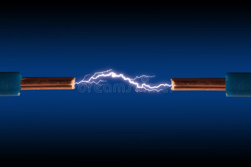 Electric cable with sparks on a black background. Electric cable with sparks on a black background.