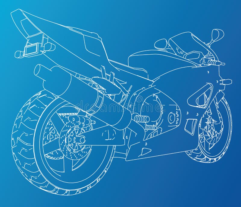 Cavo-struttura tecnica della motocicletta di sport Rappresentazione di vettore di 3d illustrazione di stock Cavo-struttura tecnica della motocicletta di sport Rappresentazione di vettore di 3d illustrazione di stock