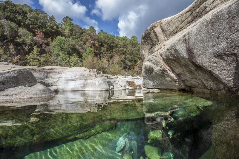 Cavu Natural Pool At Corsica Mountains Stock Image - Image of clear