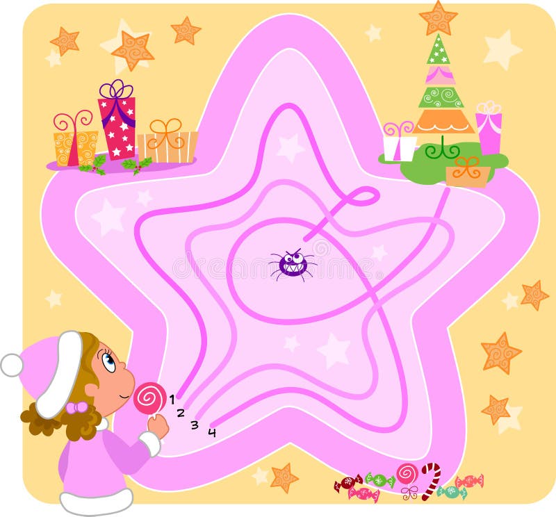 Caçoa o jogo: Labirinto do Natal ilustração do vetor Caçoa o jogo: Labirinto do Natal ilustração do vetor