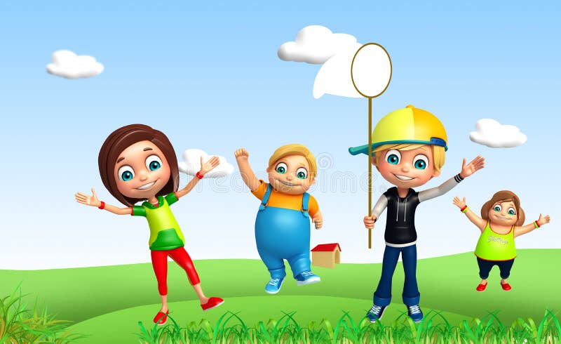 Menina e menino com pose engraçada ilustração stock