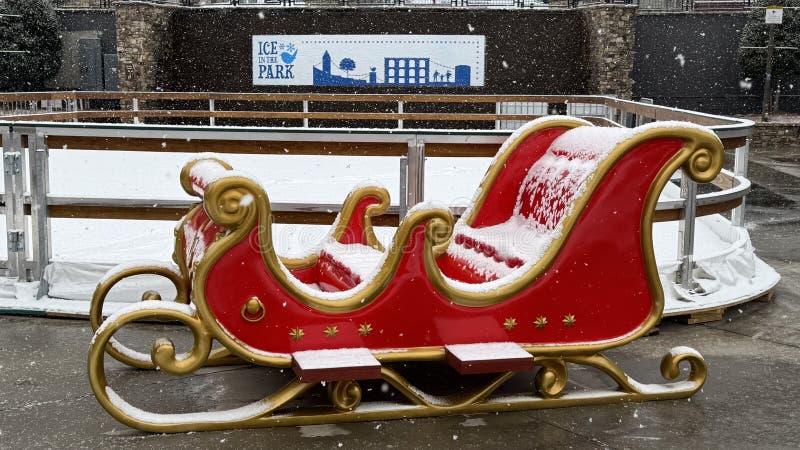Caída de nieve en la pista de hielo en el parque wren en anderson sur de carolina el 10 de enero de 2025 imágenes de archivo libres de regalías