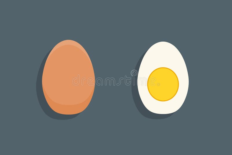 Whole egg and half of hard boiled egg. Vector illustration. Simple cartoon style egg. Whole egg and half of hard boiled egg. Vector illustration. Simple cartoon style egg