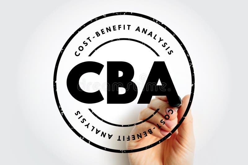 CBA Cost-benefit Analysis - systematic approach to estimating the strengths and weaknesses of alternatives, acronym text stamp royalty free stock image