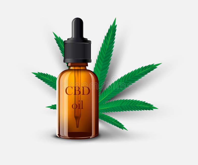 Download CBD Glass Oil Bottle Template With Cannabis Leaf On ...
