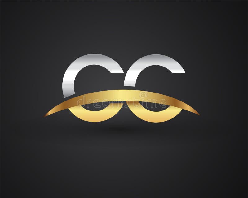 CC initial logo company name colored gold and silver swoosh design. vector logo for business and company identity