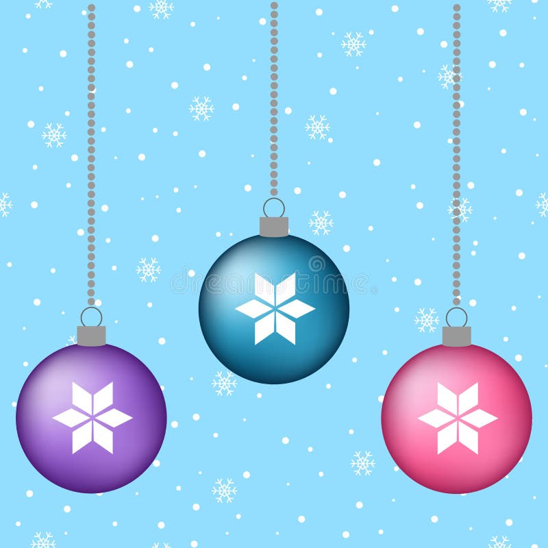 CCB de suspensão do inverno da decoração azul, cor-de-rosa, roxa das bolas do Natal ilustração do vetor CCB de suspensão do inverno da decoração azul, cor-de-rosa, roxa das bolas do Natal ilustração do vetor