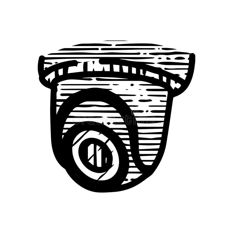Cctv Camera Icon Hand Drawn Vector Illustration Isolated on White