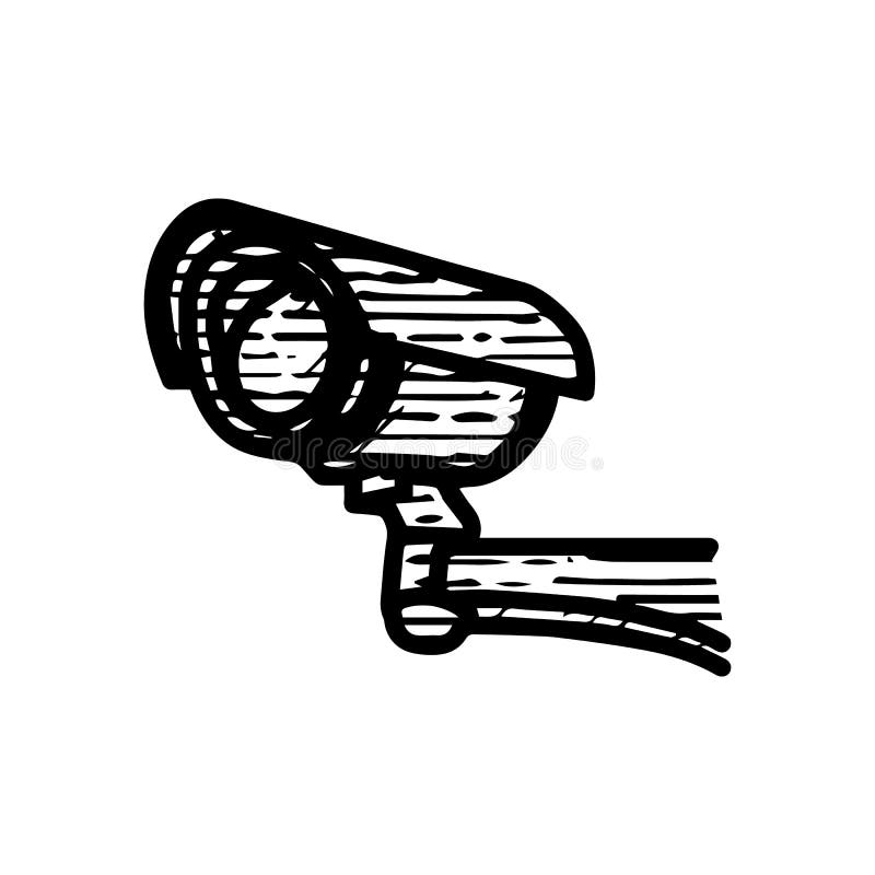 Cctv Camera Icon Hand Drawn Vector Illustration Isolated on White