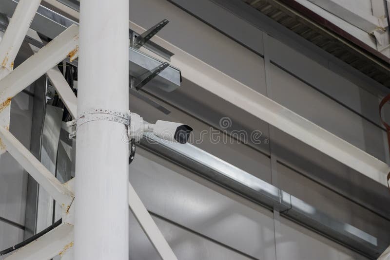 CCTV Camera in an Industrial Camera for Monitoring Workers and the Production Process