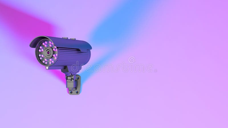 Cctv Camera in Neon Purple Lighting Stock Illustration - Illustration ...