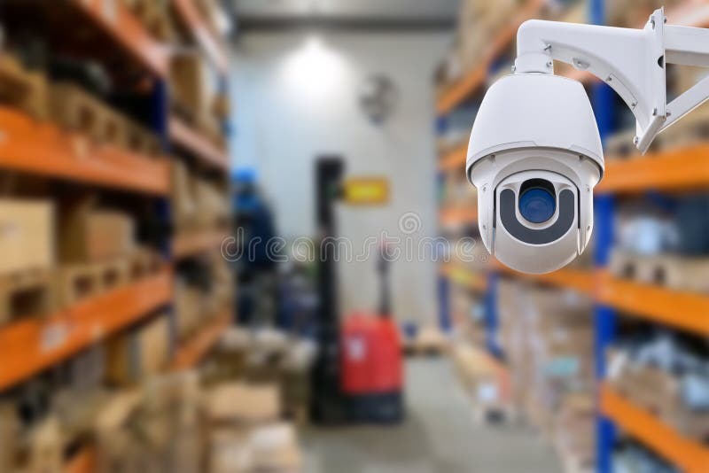 CCTV Camera Operating Inside Warehouse or Factory. Stock Image Image
