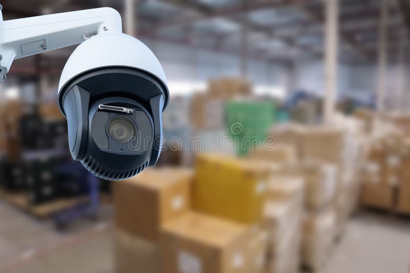 CCTV Camera Operating Inside Warehouse or Factory. Stock Image Image